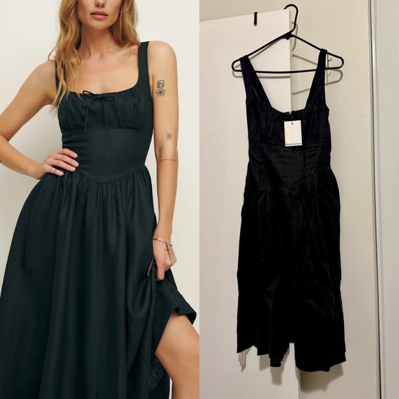 Reformation Dresses & Skirts - NEW Reformation Balia Linen Dress Black - Size 8